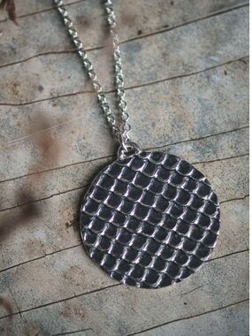 Artisan Scales Circle Necklace in Sterling Silver